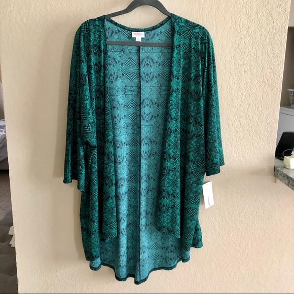 LuLaRoe Teal Patterned Cardigan - Picture 1 of 7